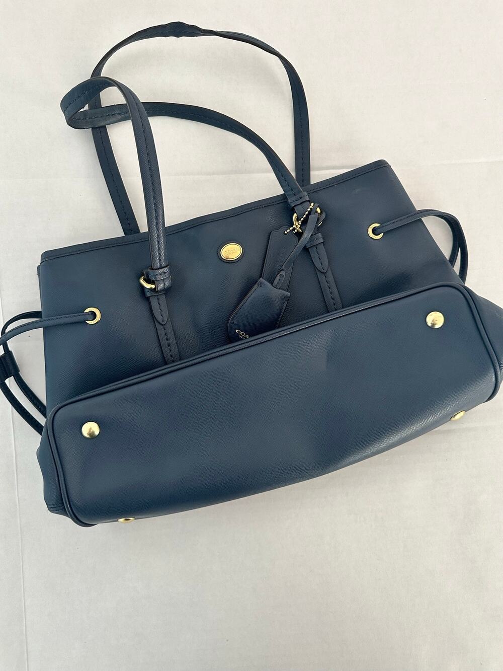 Authentic Coach Peyton Navy Blue Saffiano Leather Tote Bag F29362